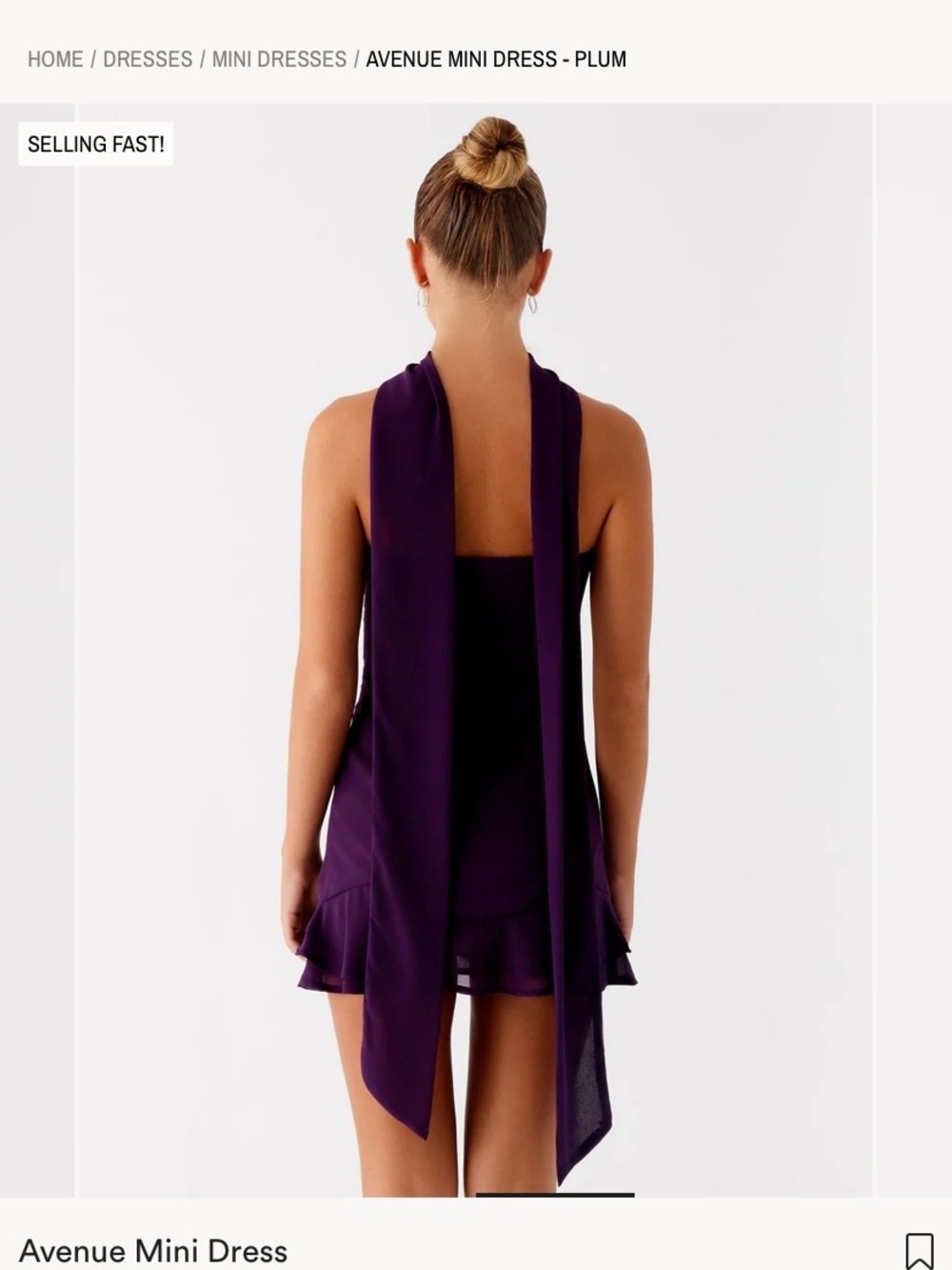 Peppermayo Avenue Mini Dress Plum Halter Scarf Tie Open Back Party Size S - Picture 4 of 9